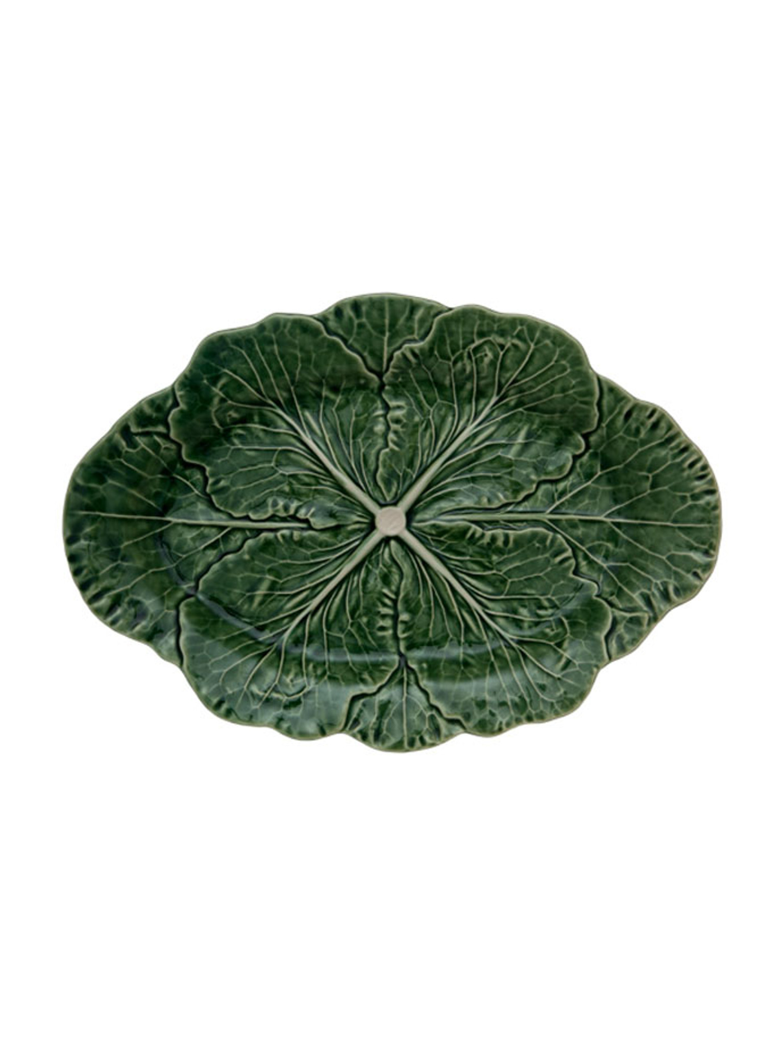 Bordallo Pinheiro Cabbage Oval Platter Green Natural 65000752 - HomeBello
