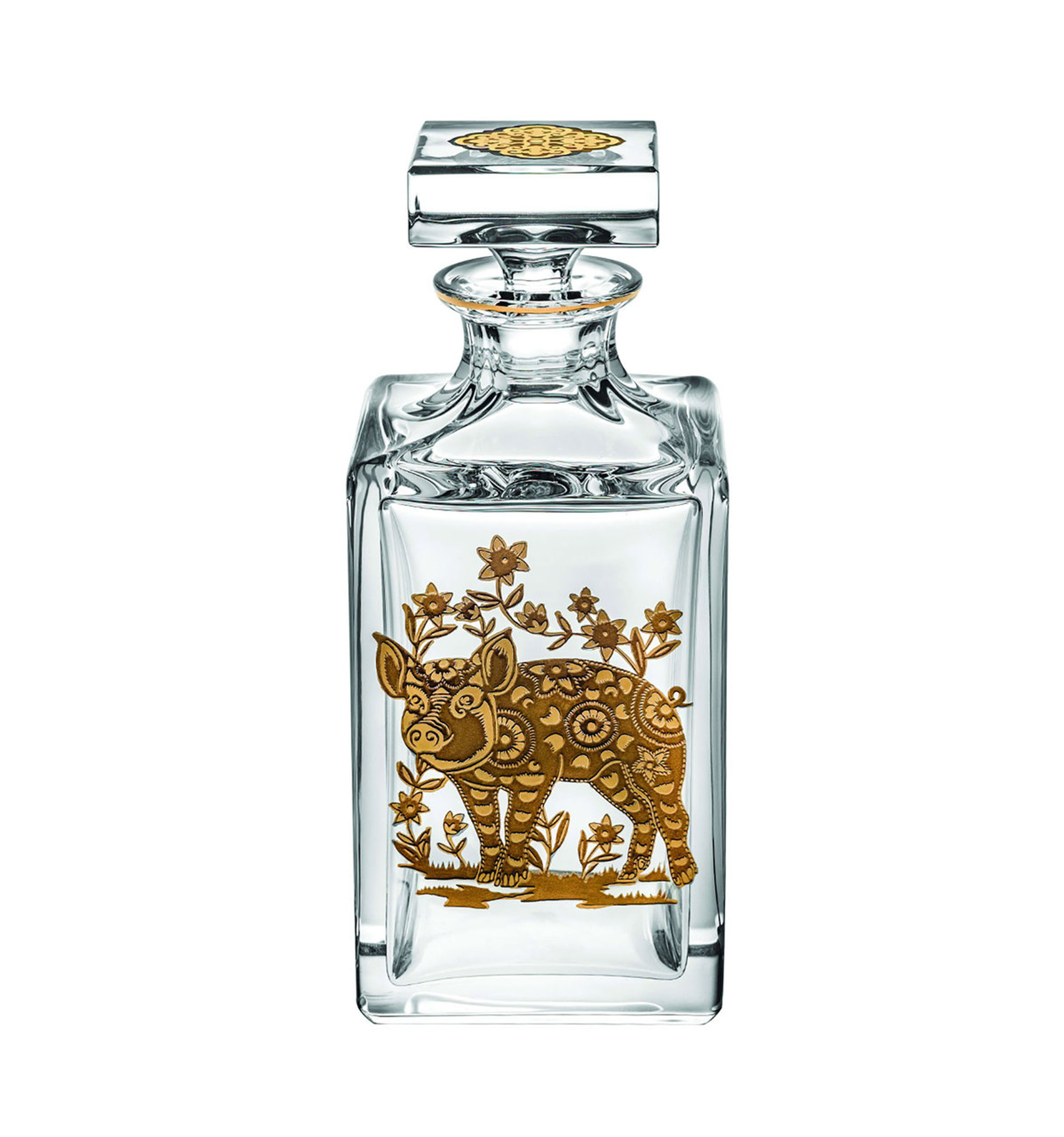 Vista Alegre Golden Pig Whisky Decanter With Gold 48002820 - HomeBello