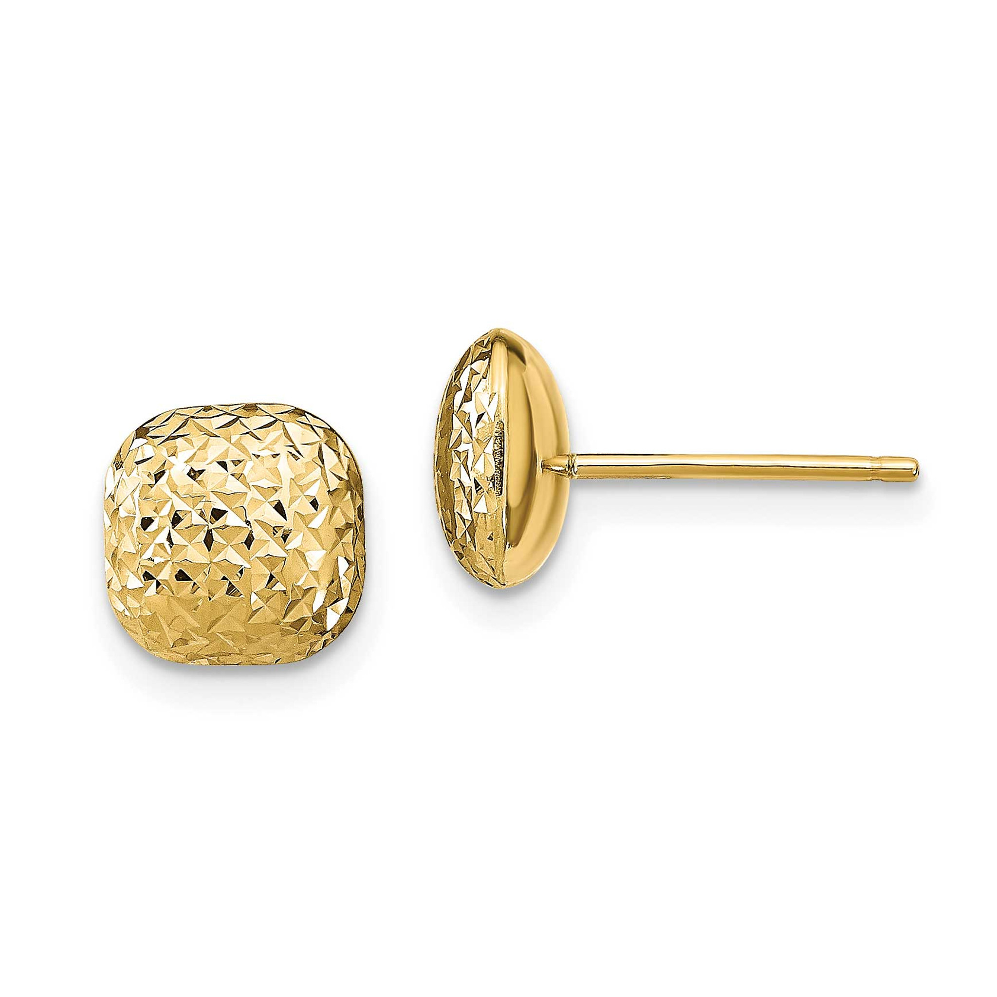 14K Yellow Gold Polished Diamond-cut Post Earrings 