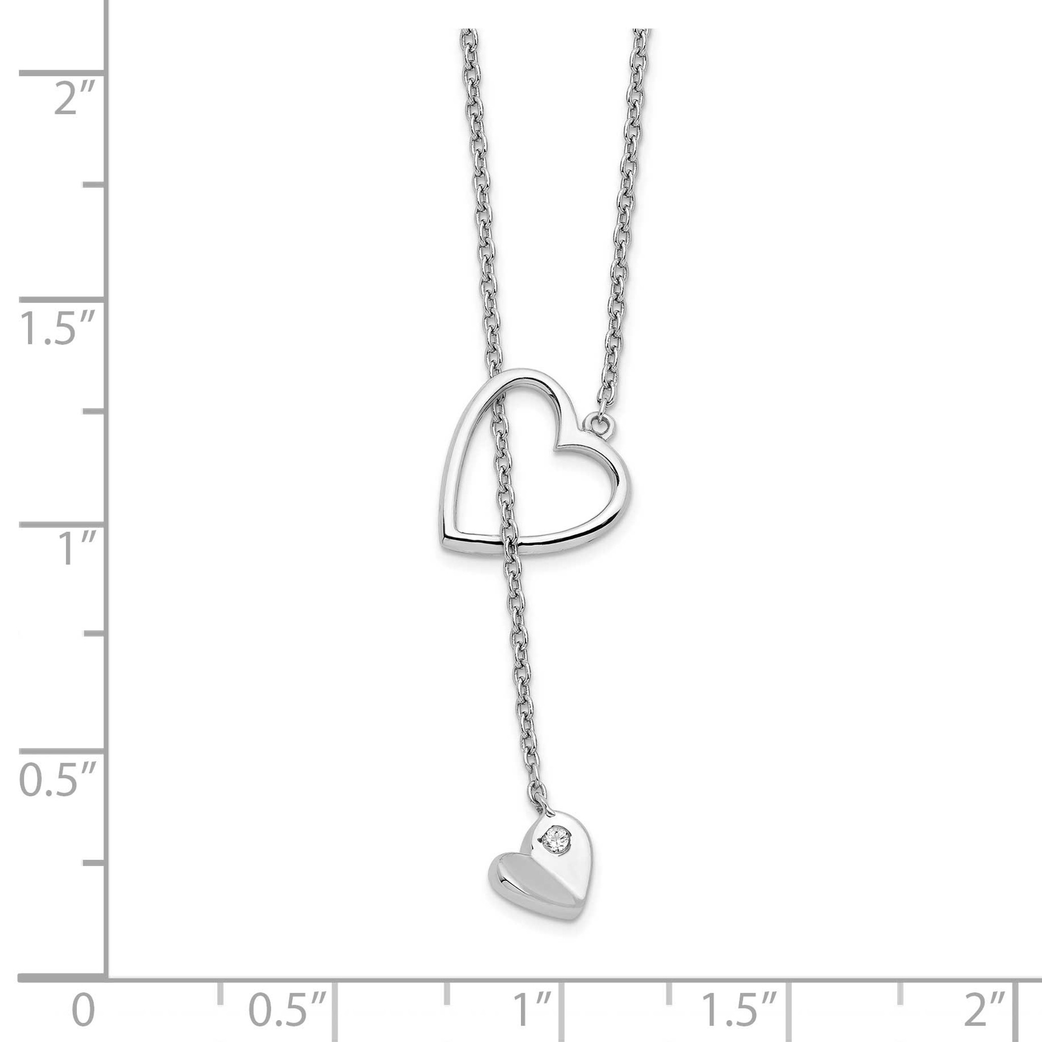 White Ice Sterling Silver Diamond Heart Necklace 18