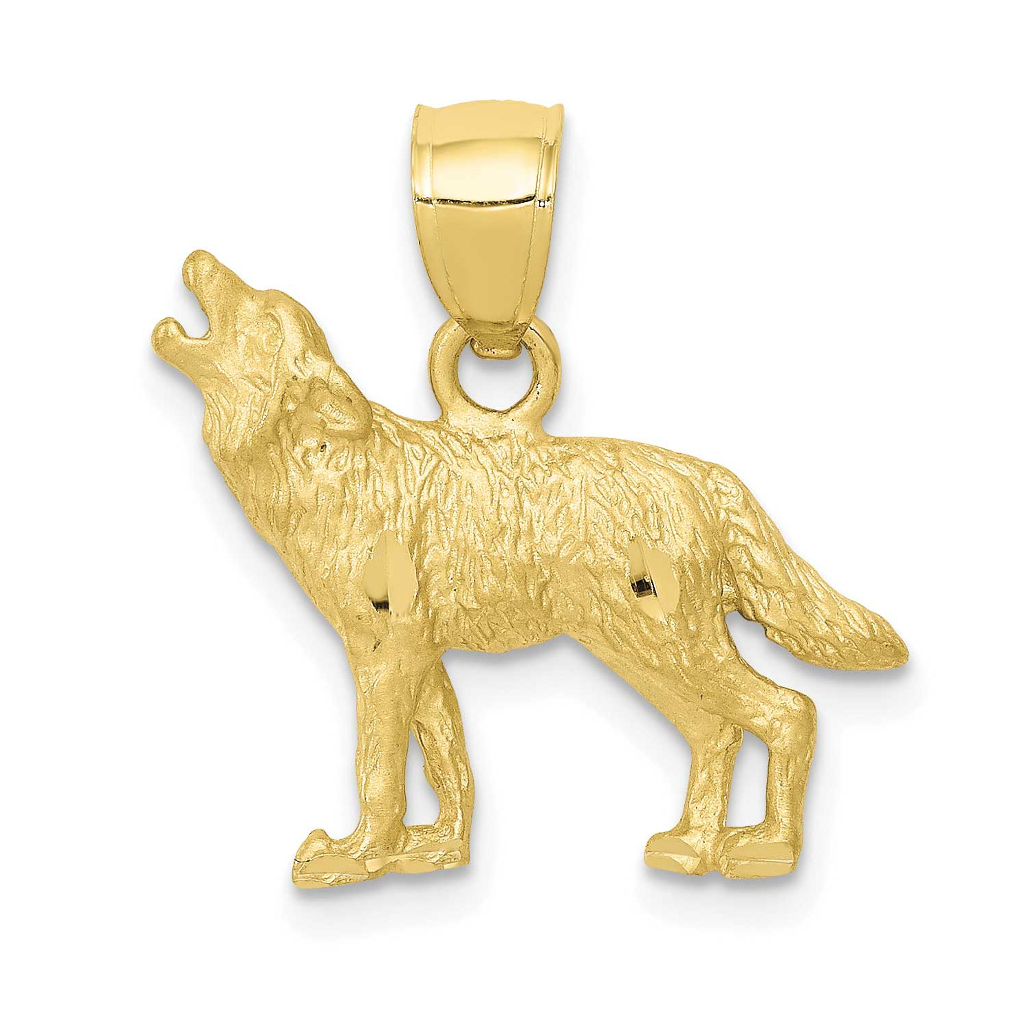 10k gold wolf pendant