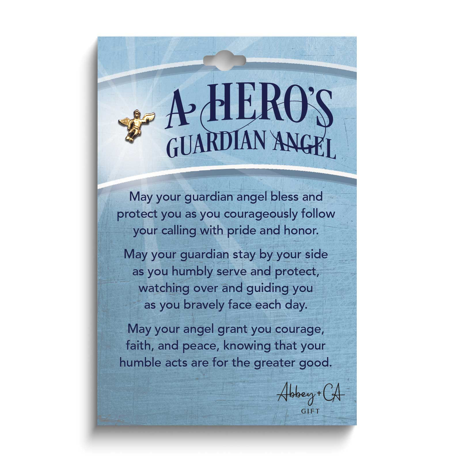 Hero Guardian Angel Goldplated Lapel Pin on Message Card GM24334