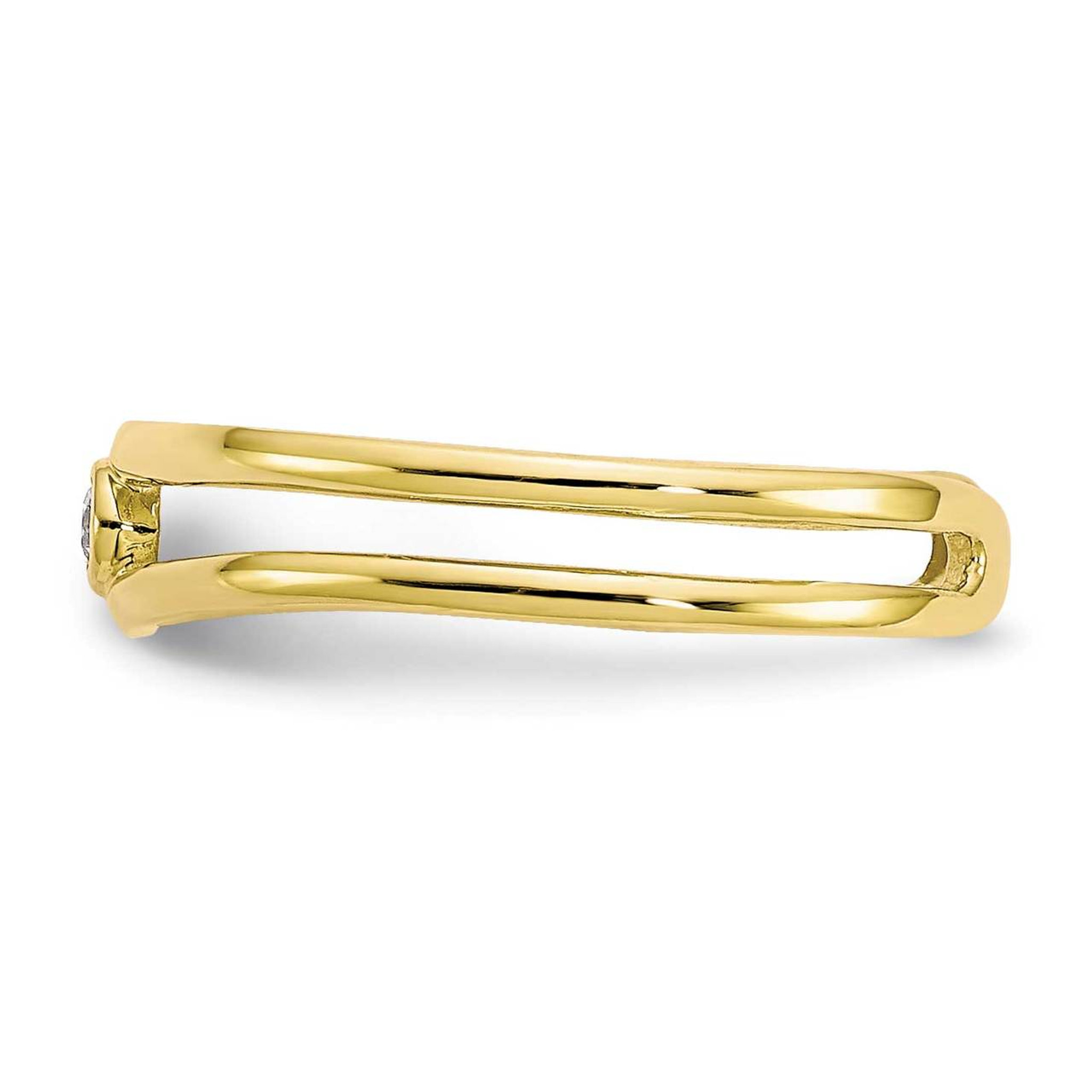 Real 10k Yellow Gold Bar with Cubic Zirconia Stones Toe Ring