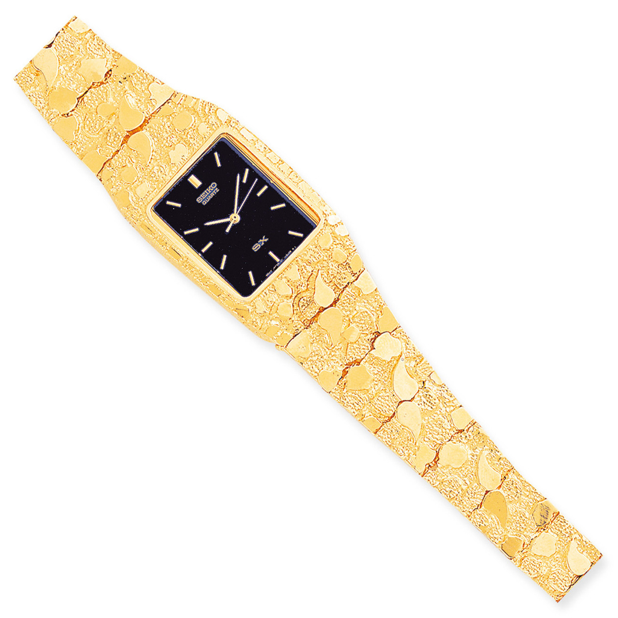 Black 27x47mm Dial Square Face Nugget Watch 10k Gold - HomeBello