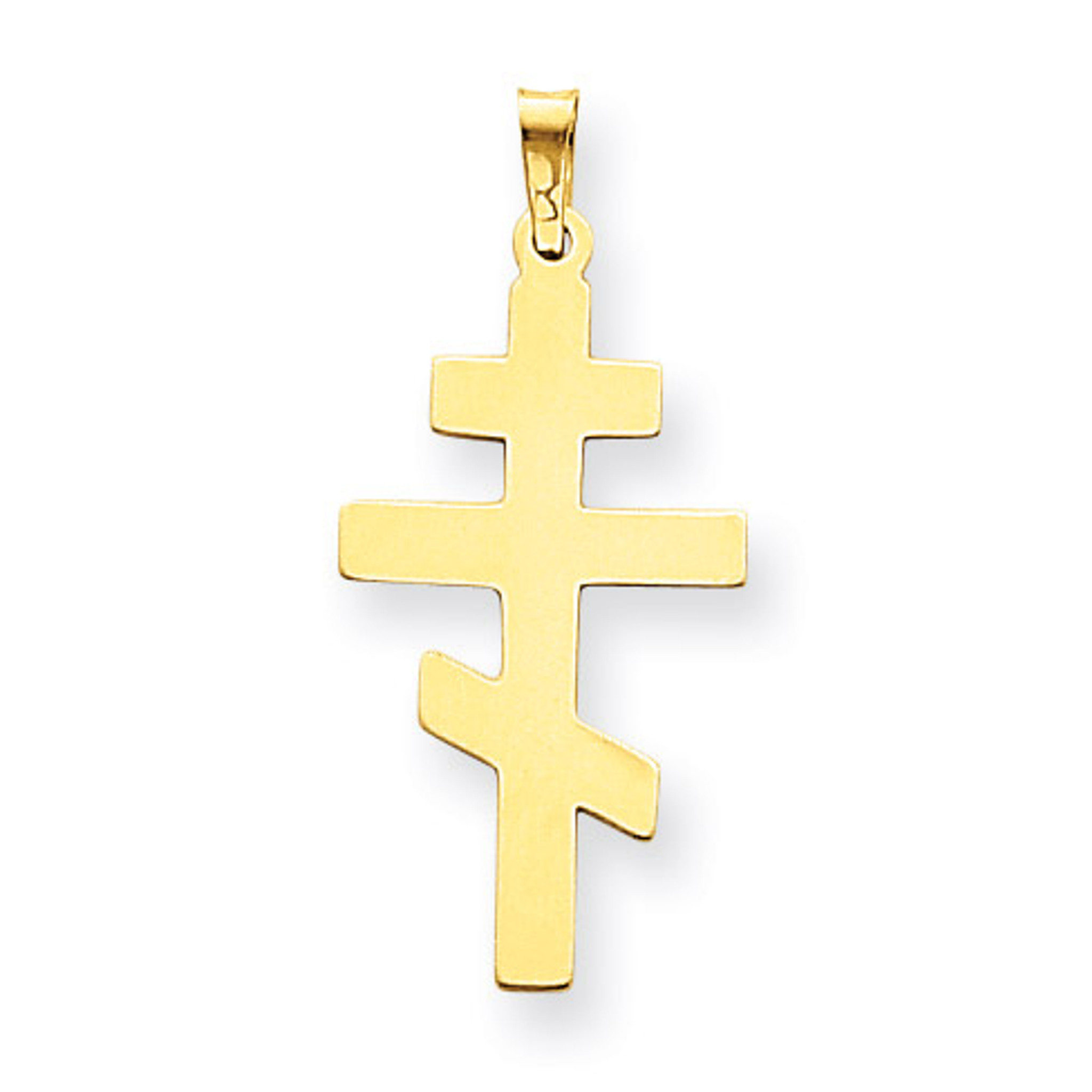 14K Yellow Gold Die Struck Orthodox Cross Pendant 