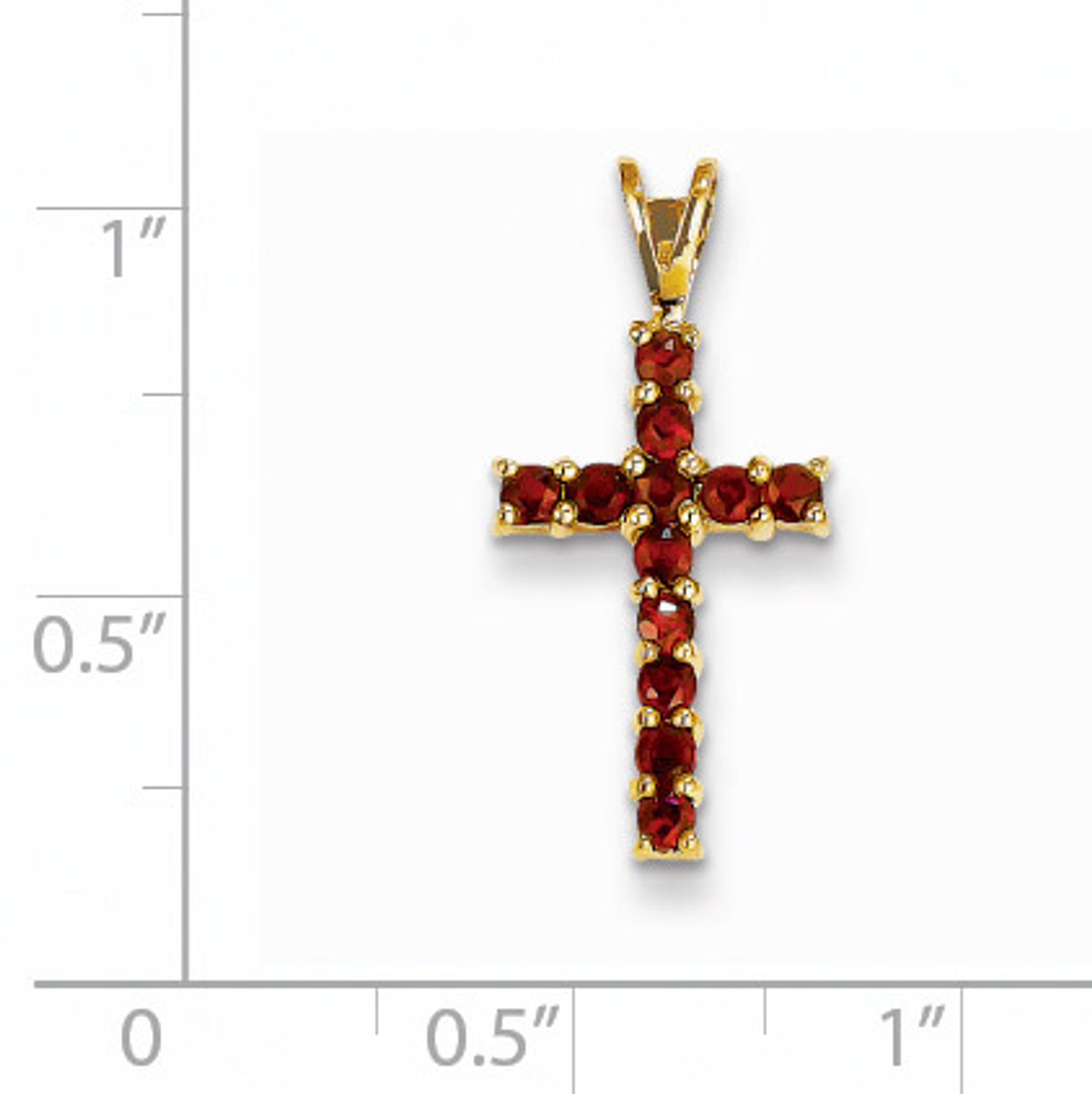 14k Yellow Gold Over 2.00 Carat Garnet 1.5 Inches Long Cross Pendant 