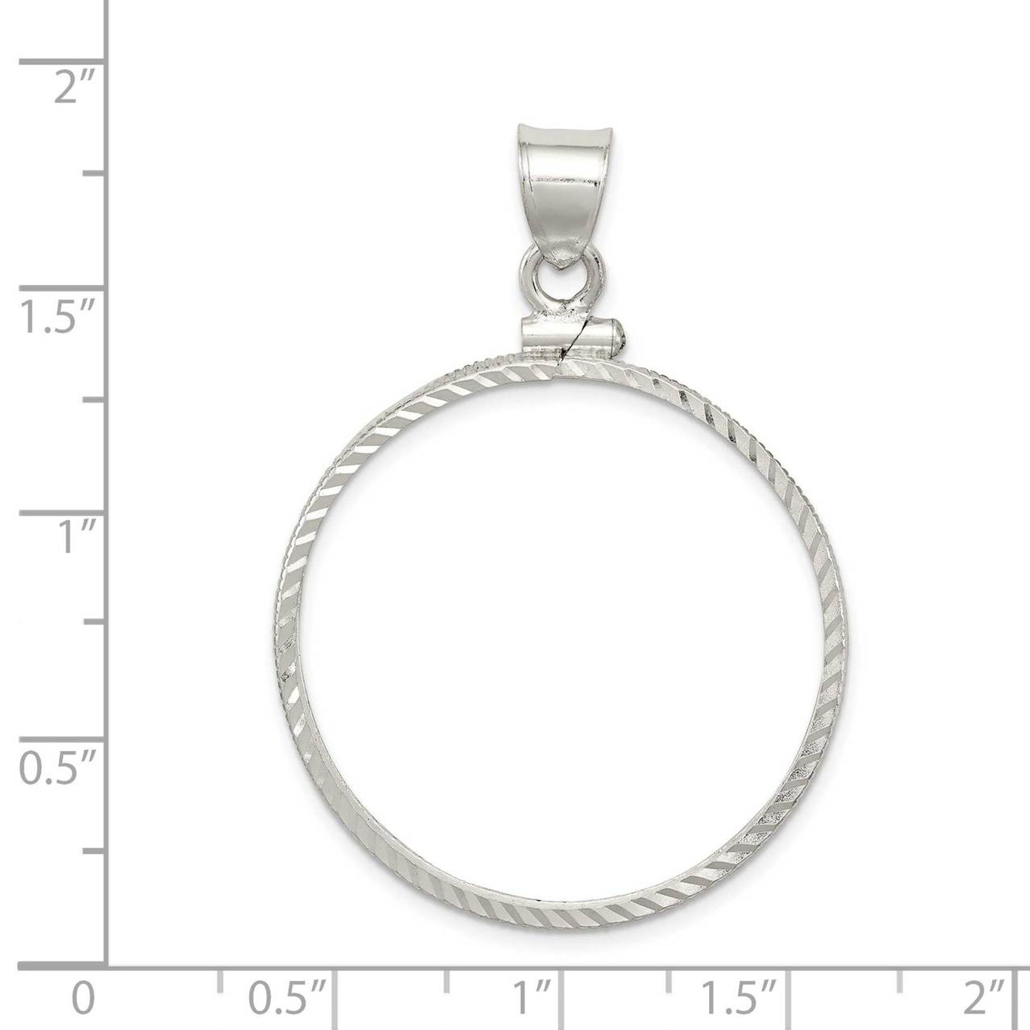 Solid 925 Sterling Silver 30.5 x 2.1mm $0.50 Plain Coin Bezel Pendant