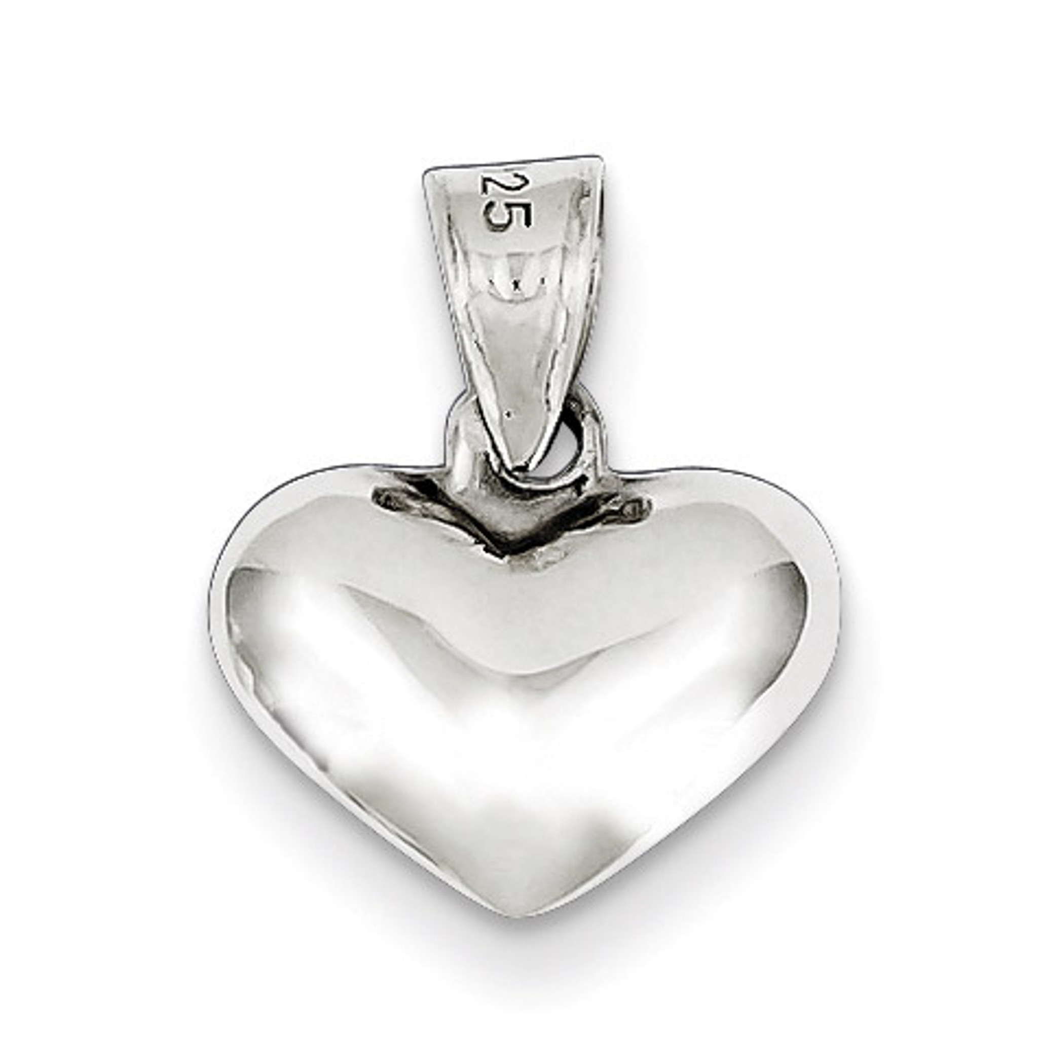 Sterling Silver Hollow Polished Puffed Heart Charm 