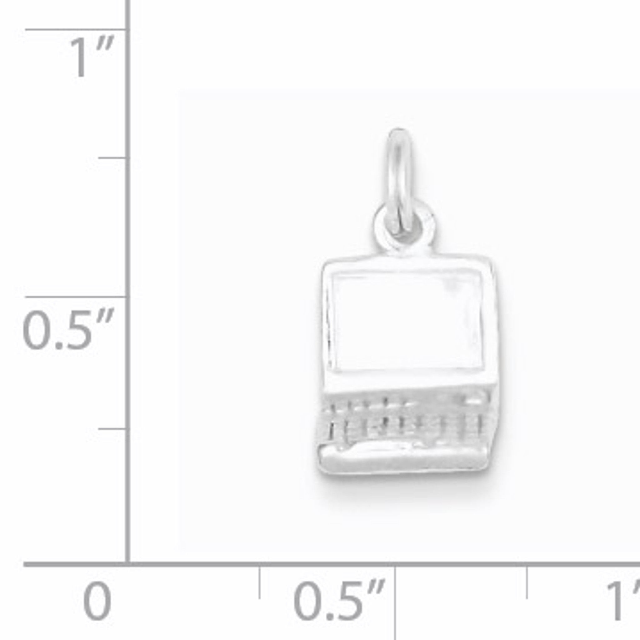 Solid 925 Sterling Silver Laptop Charm Pendant 20mm x 10mm 