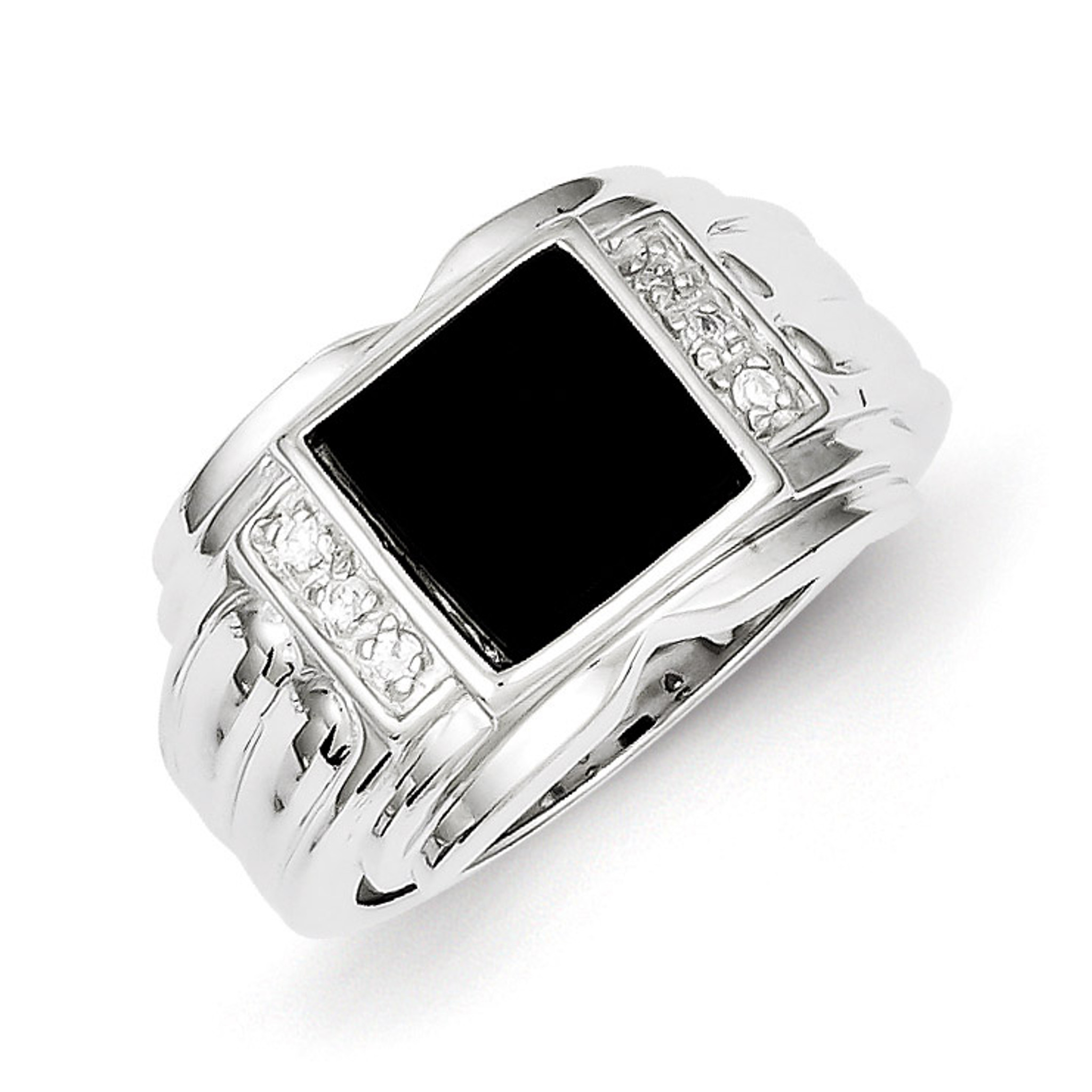 Men S Diamond And Onyx Ring Sterling Silver Homebello