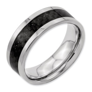 Chisel 8mm Polished with Black Carbon Fiber Inlay Band - Titanium TB255 Chisel 8mm Polished with Black Carbon Fiber Inlay Band - Titanium TB255