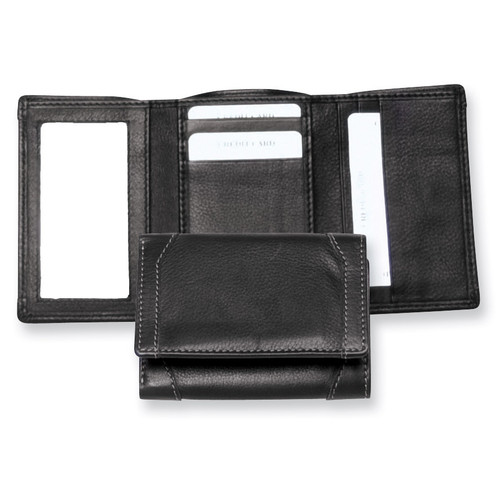 Black Leather Trifold Wallet GM4740