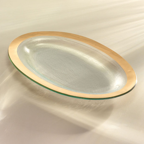 Annieglass Gold Roman Antique Large Oval Platter 11 x 17 Inch MPN: G116