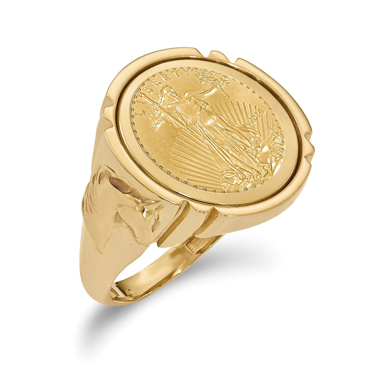 1/10AE Polished Coin Ring with coin 14k Gold MPN: CR5/10AEC