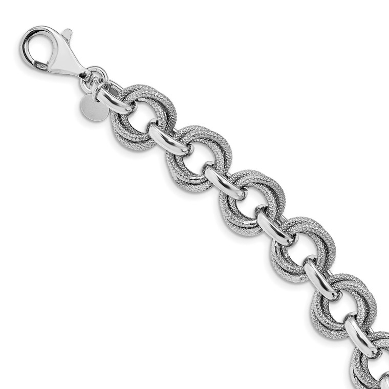 Fancy Link Bracelet 7.5 Inch Sterling Silver by Leslie's Jewelry MPN: QLF954-7.5, UPC: 191101753060