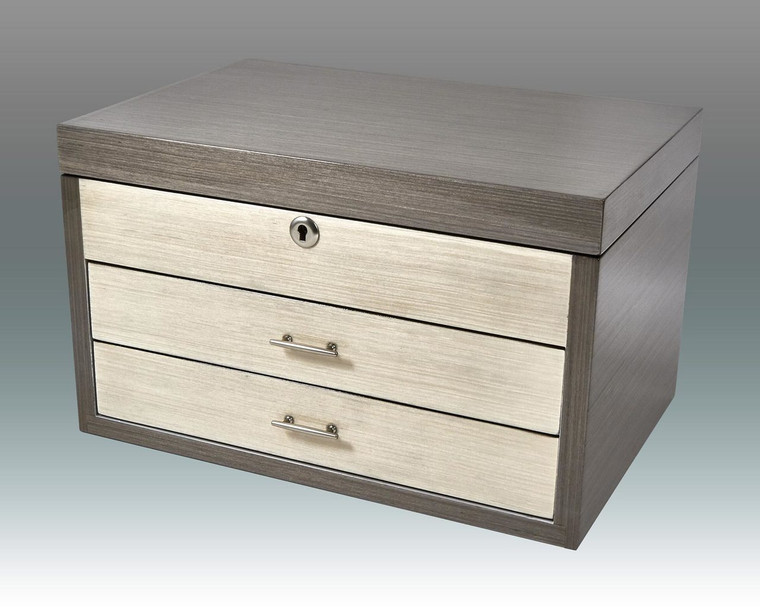Tizo Grey Natural 2 Drawers Wooden Jewelry Box, MPN:  FS832BX