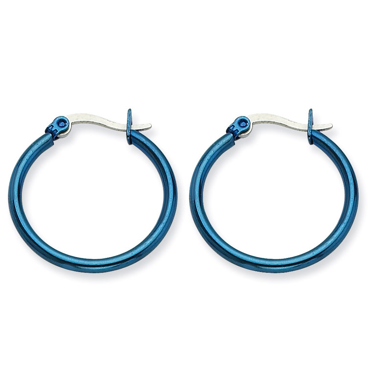 Chisel Blue IP plated 26mm Hoop Earrings - Stainless Steel SRE424