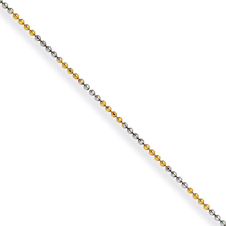 White & Yellow Rhodium over Brass 1.50mm 2 color plated Ball Chain SRN206 UPC: 883957748740