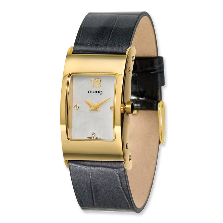 Moog Rectangle Domed Watch with (CC-17G) Black Band - Gold-plated