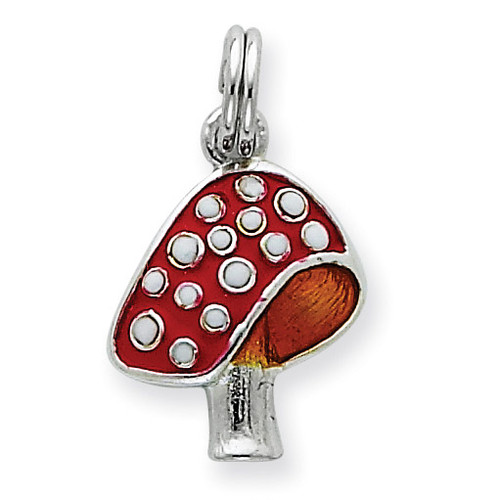 Sterling Silver Red Enamel Mushroom Pendant Red Pendants & Charms Jewelry 