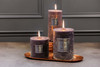 All three pillar scented candle variations from the Metallique Whisky Et Chene range