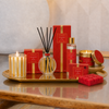 Cranberry & rose, Christmas, gold, red, seasonal