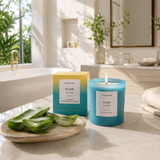 Sol - Aloe Glow - Soy Wax Scented Candle Tumbler (90 x 80mm) - Blue Glass