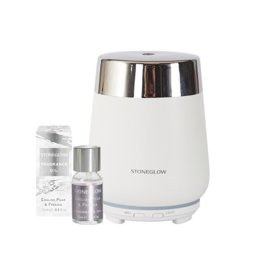 White/Silver Luna Starter Kit with with English Pear & Freesia Fragrance Oil