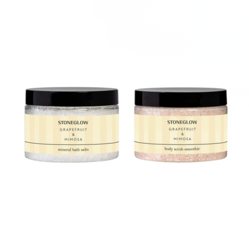 Grapefruit & Mimosa - Scented Body Scrub & Bath Salts Gift Set Bundle