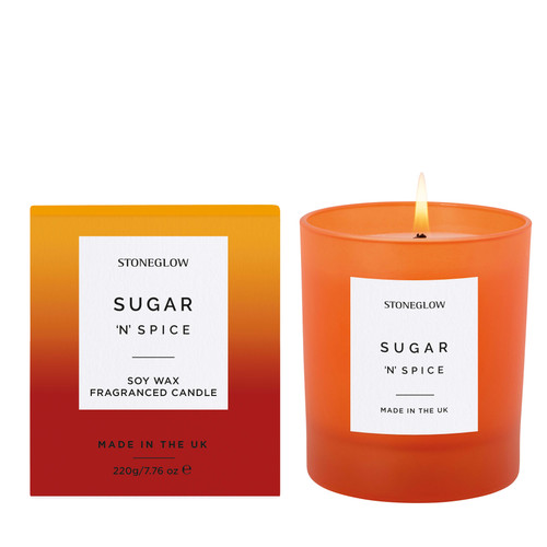 Sol - Sugar 'n' Spice - Soy Wax Scented Candle Tumbler (90 x 80mm) - Dark Orange Glass