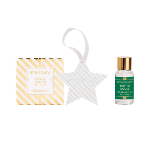 Seasonal - Bundle - Frosted Woods Fragrance Oil & Ceramic Star Hanging Diffuser Giftset Bundle
