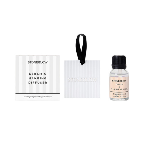 Modern Classics - Bundle - Orris & Ylang Ylang Fragrance Oil & Ceramic Square Hanging Diffuser Giftset Bundle