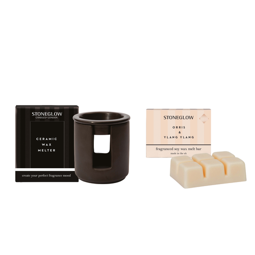 Orris & Ylang Ylang Melt Bar & Ceramic Black Wax Melter Bundle