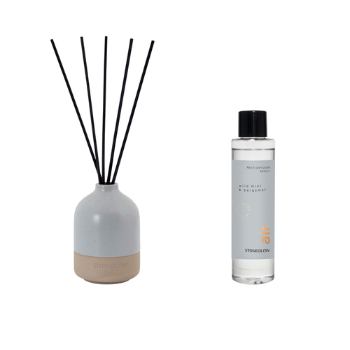 Air Reed Diffuser Refill, Diffuser Pot & Natural Reed Sticks Bundle