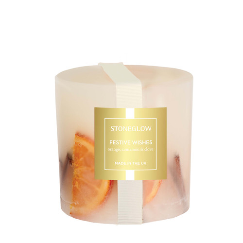 Seasonal - Festive Wishes - Orange, Cinnamon & Clove 1 Wick Botanical Pillar