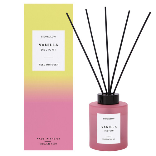 Sol Diffuser Sol - Vanilla Delight - Scented Reed Diffuser 130ml - Pink Glass