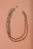  Linked Multi Chain with Blue Bead Necklace -Vintage Recycled Metal 