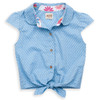 Organic Cotton Girl's Tie Front Spotty Blouse  - Fair Trade