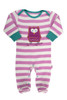 Baby Girl's Organic Cotton Stripy Owl Sleepsuit