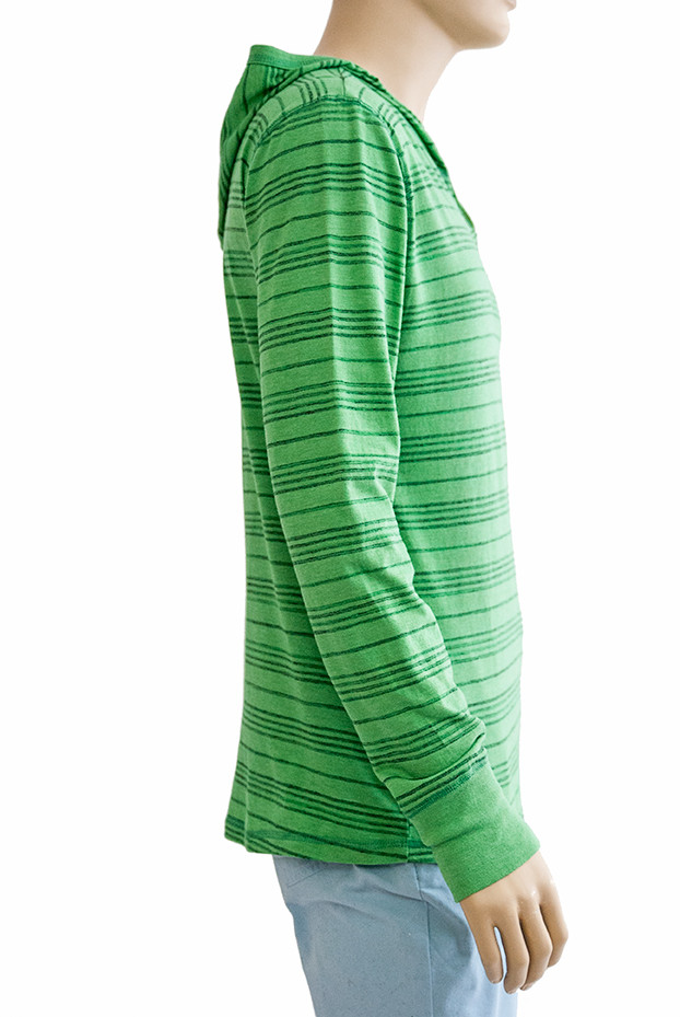 Men's VNeck Hoodie Mini Crazy Stripe Organic Cotton Blend Solne