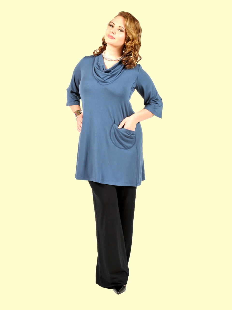 Women S Plus Size I Want It Longer Indigo Tunic Dress Bamboo