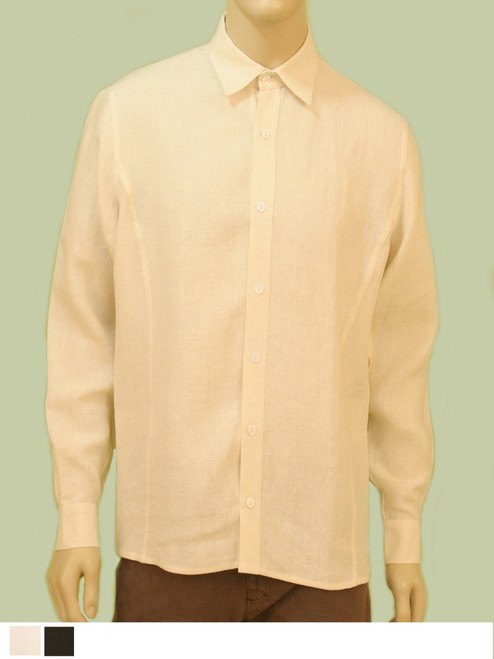 Men's Long Sleeve Button Down Shirt - Hemp/Flax 