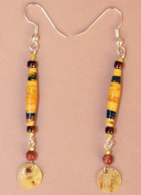 Golden Eco-Beads Single Strand Earrings 