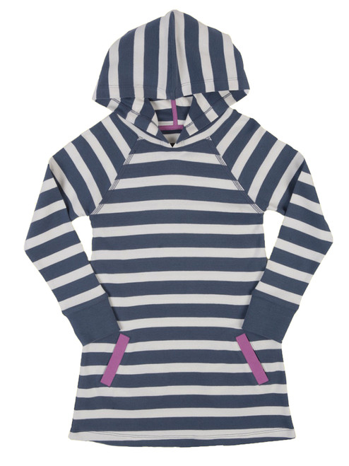 Girl's Stripy Hooded Dress - Organic Cotton