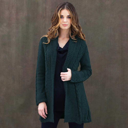 Long Shawl Cardigan . Free Range Alpaca - Fair Trade