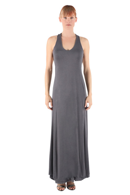 Charcoal Color Chi-Chi Maxi Dress in Modal