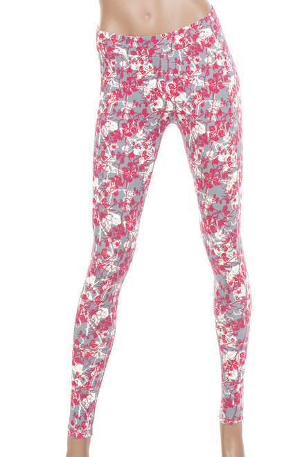 Red Floral Leggings for Women for sale