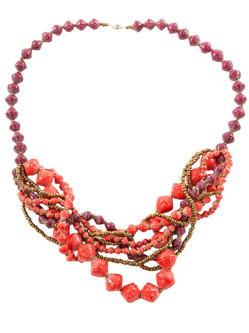 Coral Arroyo Bundle Necklace - Eco Beads - Solne Eco Department Store