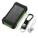 Solar Powered Device Charger, 20,000 mAh, With Flashlight, Compass, Dual Charging Ports