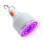 5 Watt UVC Germicidal Lamp, 3.5V Rechargeable Battery, IR Remote, 3 Gear Timing Control, Includes USB Cable.
Five watt high intensity UVC ultraviolet bacteriostasis bulb is a safe, no ozone, very portable, disinfection solution. 3.5V intensity rechargeable battery. Includes IR remote control, switching and timing. Bulb offers 3 gears timing control.

Swiping back and forth five times for fast disinfection. The bulb eliminates peculiar smells in narrow and confined spaces. Widely used for high level disinfection of living room, bedroom, bathroom, kitchen, clothing, toys, shoes, cabinets, wardrobe, storage boxes, back packs, car, pet bedding, and any other smaller space areas. A charge for one hour will last for two hours. This is a great effective germicidal lamp. Include a USB cable.  

It is important to note that the device will emit very strong UVC light. The UVC light can harm your health, so the area must be vacated when the light is in operation. Pets should not be in the area being treated. When the germicidal lamp is turned on, leave the area unoccupied and keep the environment free of animals and plants. Never look directly at the germicidal light source. We back our quality with a 1 year warranty.